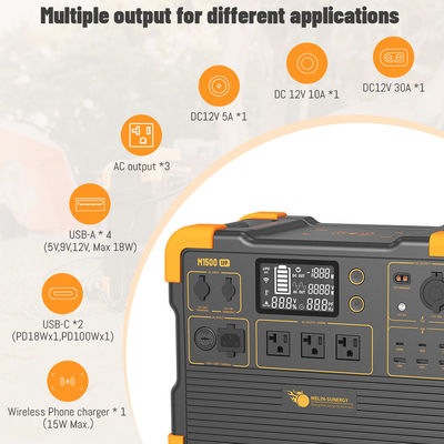 Ηλιακός Γεννήτρια UPS 2200W με Μπαταρία Λιθίου LFP 1536Wh, Είσοδος Ηλιακού Πάνελ 600W και Χρόνος Φόρτισης 2 Ώρες