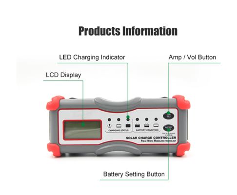 600W IP65 5-Σταδιακός Ψηφιακός Ελεγκτής Φόρτισης Ηλιακού Φωτισμού PWM