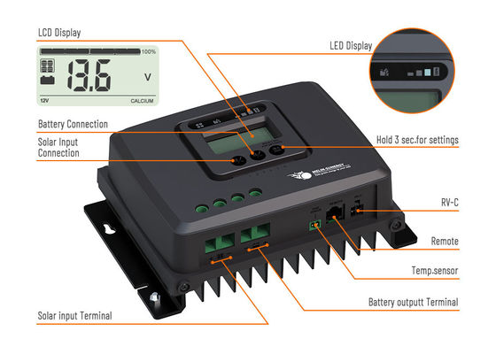 Ηλεκτρονική οθόνη 12V/24V MPPT RV Ηλιακός ελεγκτής φόρτισης
