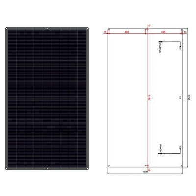 12V 100W Εξαιρετικά Λεπτό Ημια flexible Solar Panel με Επίστρωση ETFE και Βαθμολογία IP67, Εύκαμπτο Έως 30 Μοίρες